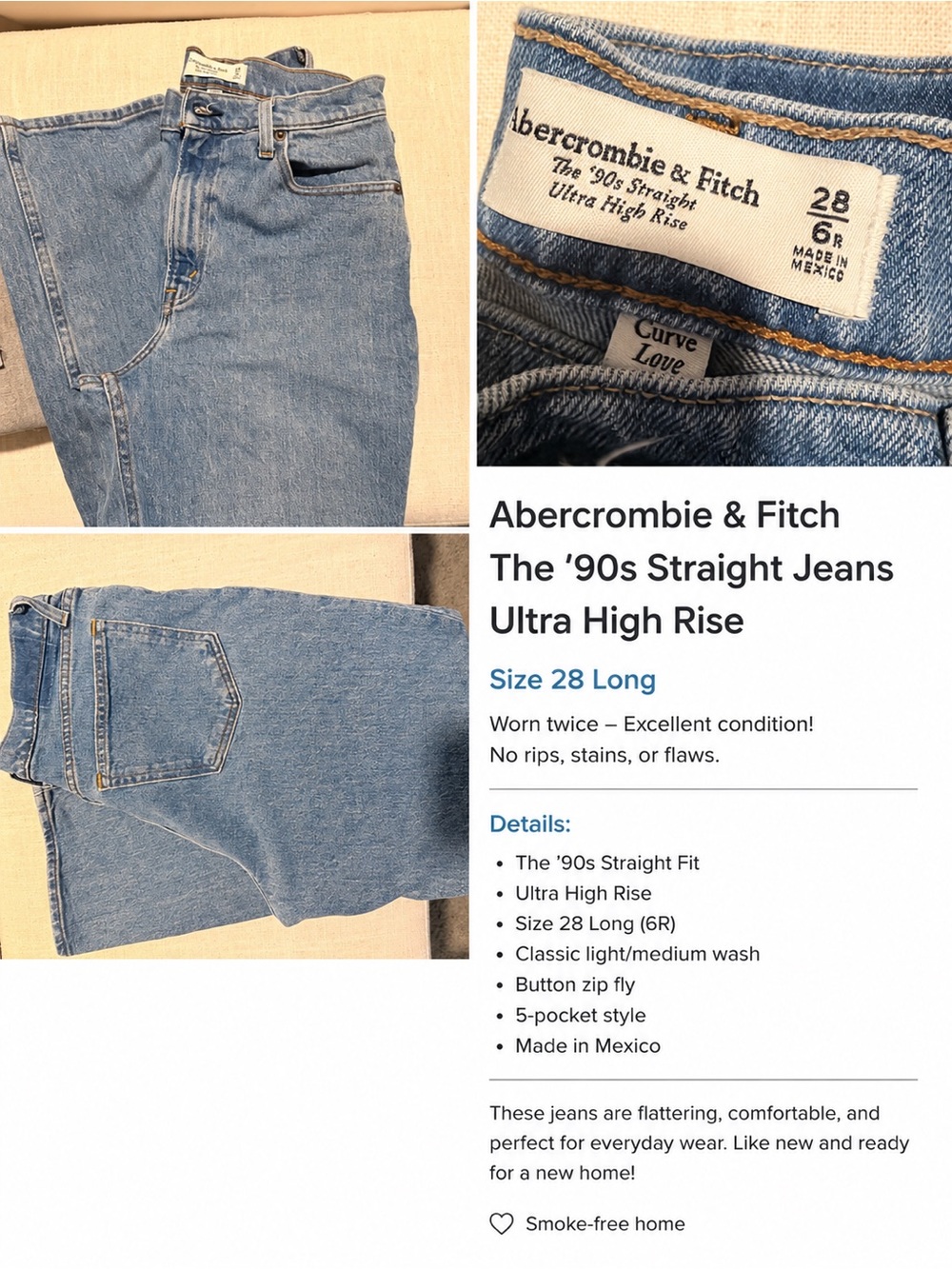 Abercrombie & Fitch Light Blue Straight Leg Jeans